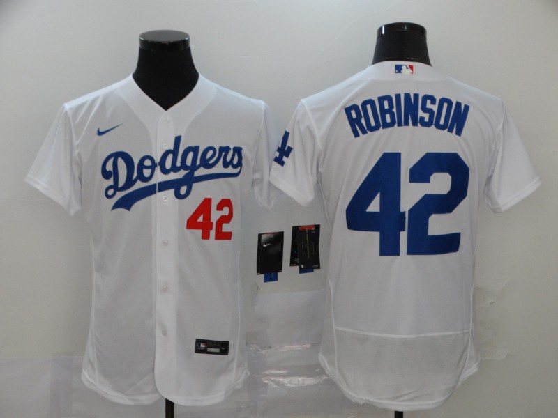 Men Los Angeles Dodgers 42 Robinson White Nike Elite MLB Jerseys